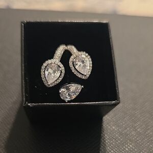 Eye Candy Sparkling Silver Teardrop Rings.